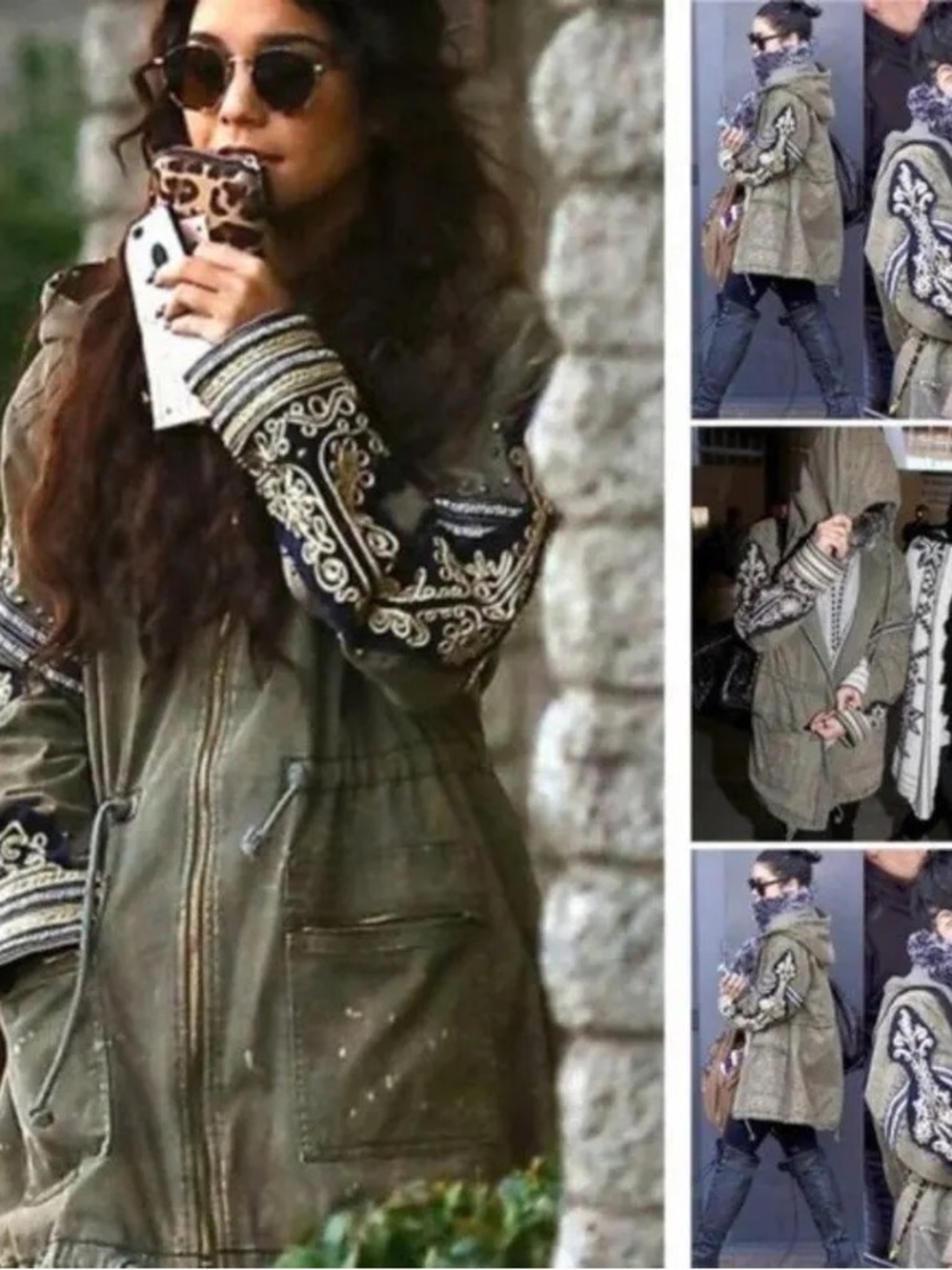 Free People Golden Quills Military Parka Rhinestone Jacket BNWT Small RARE